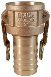 Dixon 100-C-BR，凸轮和槽型C耦合器x软管柄，1”，黄铜，250psi，丁腈橡胶