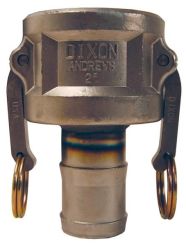 Dixon 3020-C-SS，凸轮和凹槽减小型C型耦合器x软管柄，3“x 2”，316不锈钢，125 PSI，丁腈橡胶