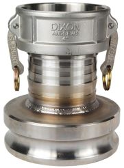 Dixon 3060-DA-SS，凸轮和凹槽减少耦合器x适配器，DA型，3“x 6”，316不锈钢，75 PSI，丁腈橡胶n