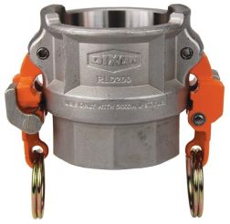 Dixon RLD100EZ，排气锁™安全EZ凸口锁™凸轮和槽型D型耦合器x母NPT, 1”，316不锈钢，250 PSI，丁腈橡胶