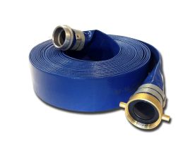1-1/2 ID X 50 FT蓝色Layflat PVC排水软管组件(公针X母针接头)