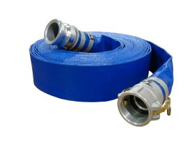 1-1/2 ID X 50 FT蓝色Layflat PVC排水软管组件(铝部分C X部分E配件)